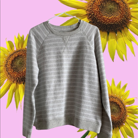 Lucky Brand White Gray Stripes Top Size Large - Picture 1 of 16